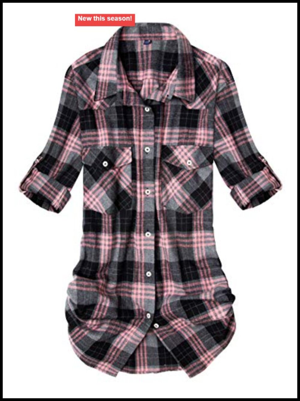Pure Cotton Flannel Shirt Women Button Down Plaid Long Sleeve